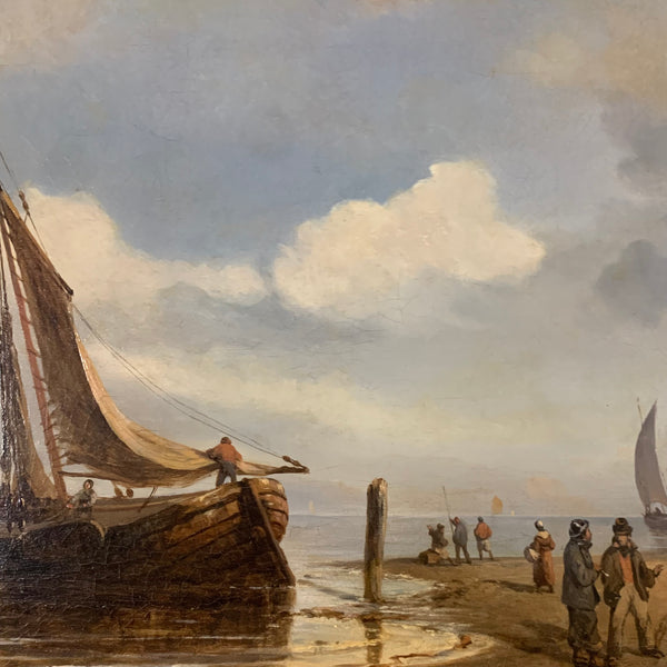 Ölgemälde Reges Treiben am Strand von Wilhelm Krause