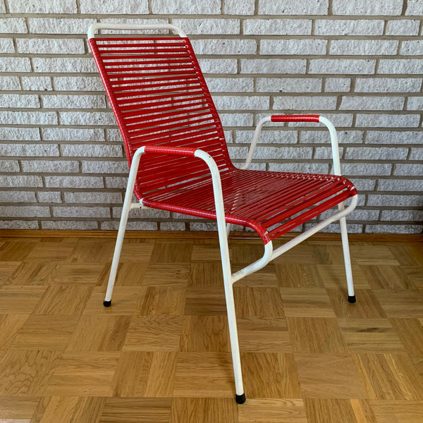 Vintage Spaghetti Stuhl von Huldreich Altorfer für Embru-Werke AG in rot