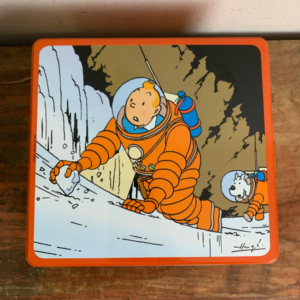 Vintage Blechdose Tim und Struppi Reiseziel Mond X-FLR 6
