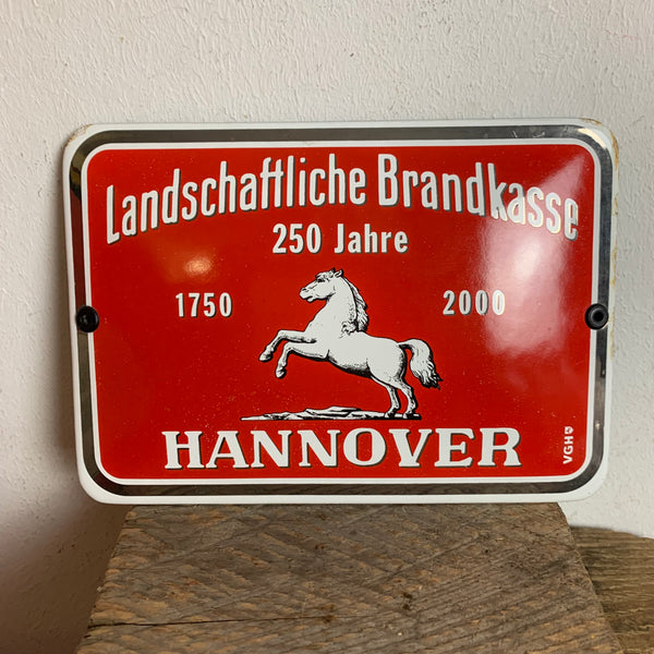 Emaille Schild Landschaftliche Brandkasse Hannover