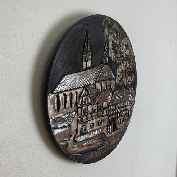 Vintage Keramik Wandteller von Ruscha Stadt