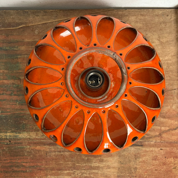 Vintage Pop Art Keramik Wand Lampe orange