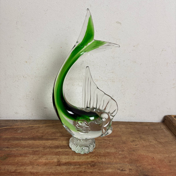 Vintage Murano Skulptur Fisch grün