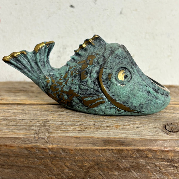 Bronze Fisch Aschenbecher von Walter Bosse für Werkstätten Hagenauer Wien