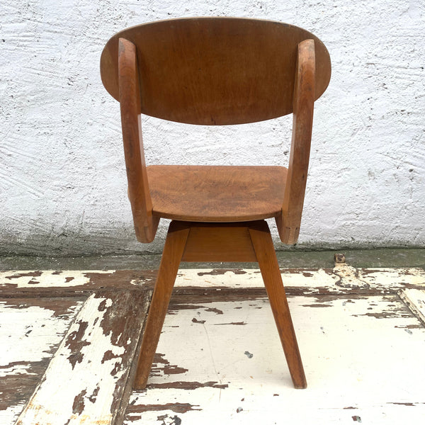 Vintage Mid Century Kinder Drehstuhl aus Holz