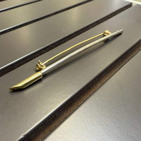 Puristische bicolor Goldbrosche mit Brilliant