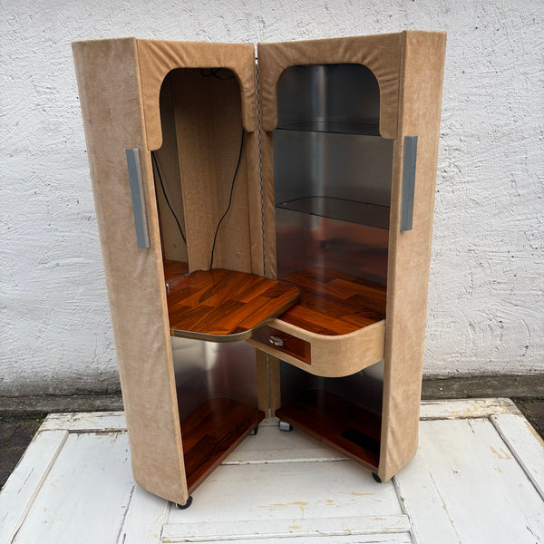Vintage Design Schrankkoffer Schminktisch Cabinet von Luigi Massoni für Poltrona Frau
