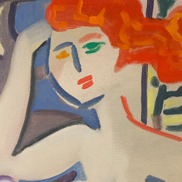 Ölgemälde Dame mit rotem Haar Akt von Herbert Grützner