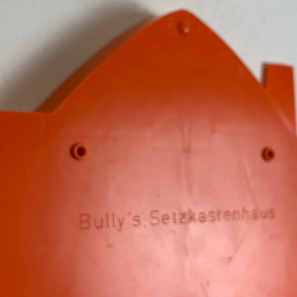 Vintage Setzkasten Schlumpfhaus orange