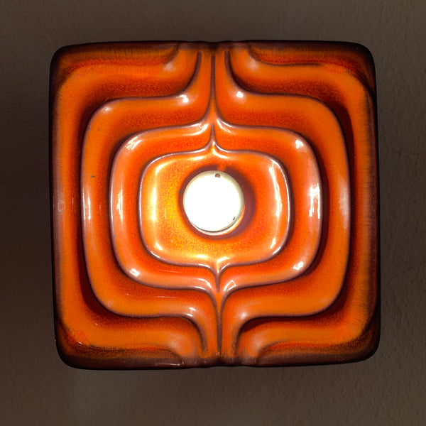 Vintage Pop Art Keramik Wand Lampe orange