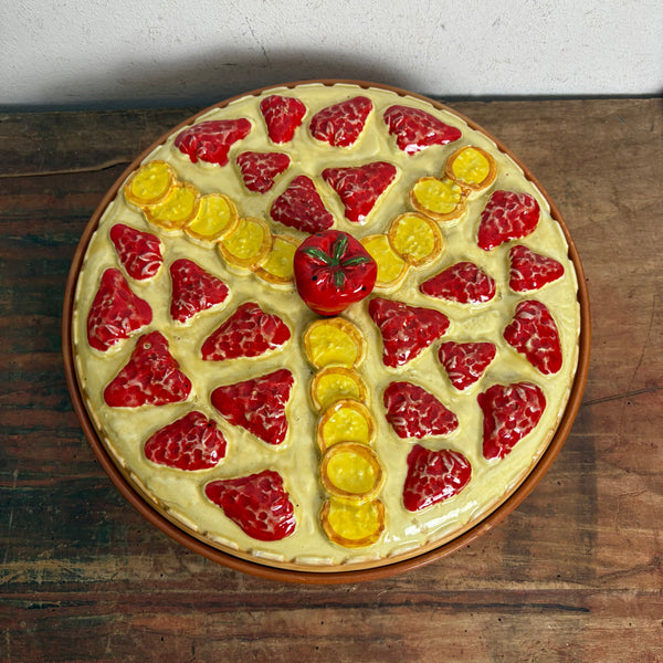 Vintage Keramik Erdbeerkuchen Form mit Deckel