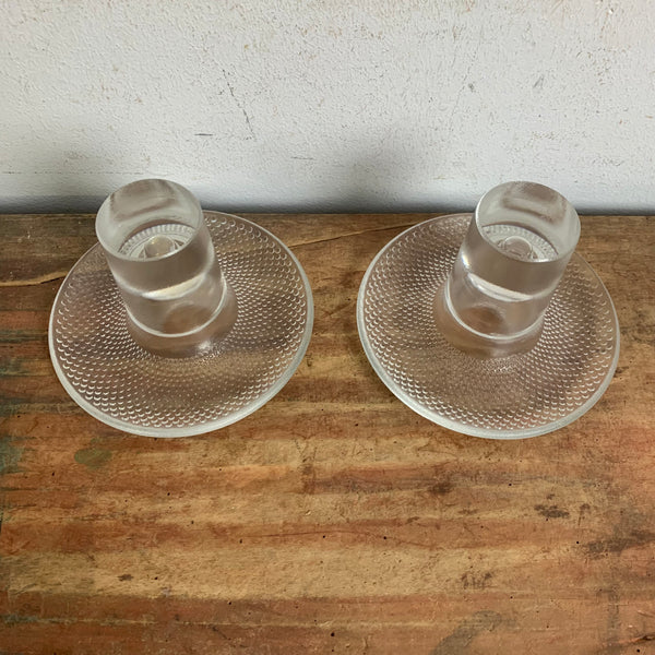 Ein Paar Vintage Design Glas Kerzenständer von Tapio Wirkkala für Rosenthal