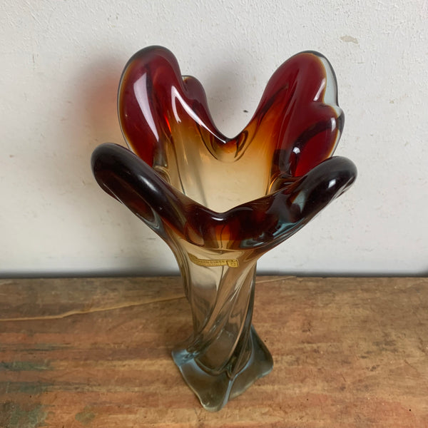 Vintage Glas Vase aus Murano