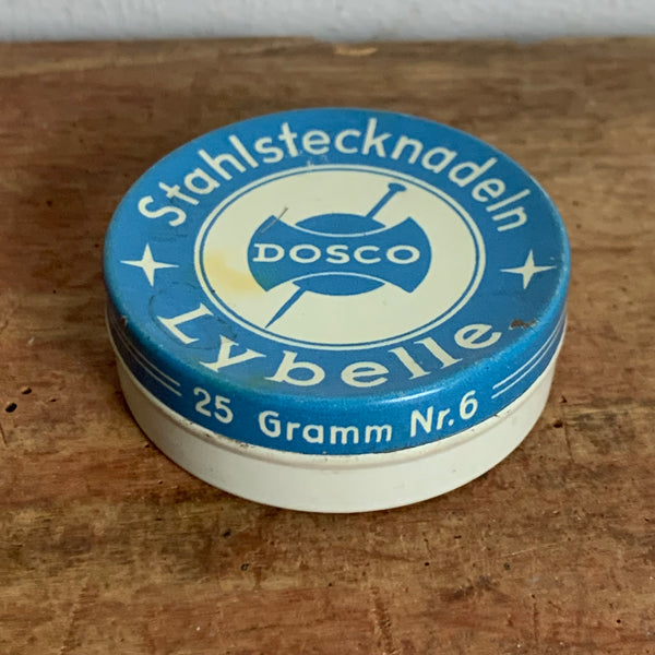 Vintage Blechdose Stahlstecknadeln Lybelle Dosco