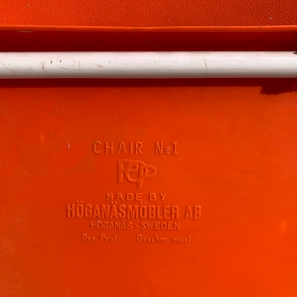 Vintage Design Klappstuhl von Hans Lindfors für Höganäsmöbler orange