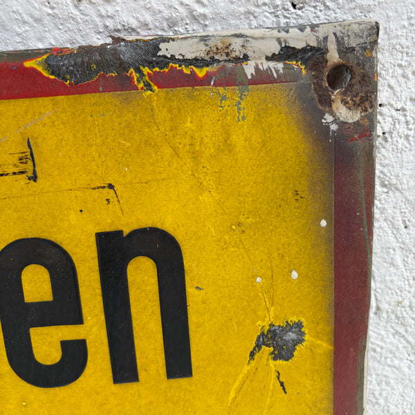 Vintage Emaille Schild Überschreiten der Drehscheibe verboten!