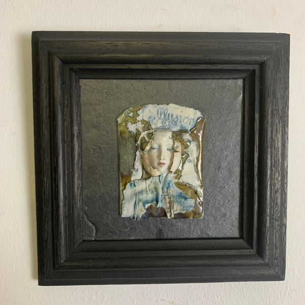 Porzellan Bild auf Schiefer Illusion von Monika Ploghöft
