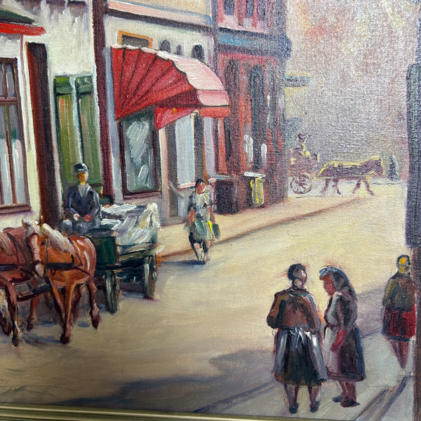 Ölgemälde Charlottenstraße in Linden Hannover von Heinz Lessentin
