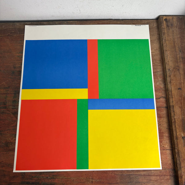 Offsetdruck Plakat 4 Bewegungen um eine Achse: Diagonal rot gegen grün und blau gegen gelb von Richard Paul Lohse Galerie Thomas München