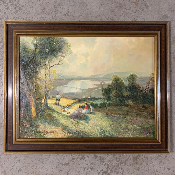 Ölgemälde Picknick am Zürichsee von Ludwig Gschossmann