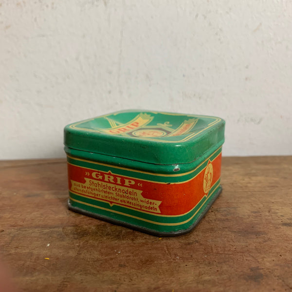 Vintage Blechdose Stahlstecknadeln Grip