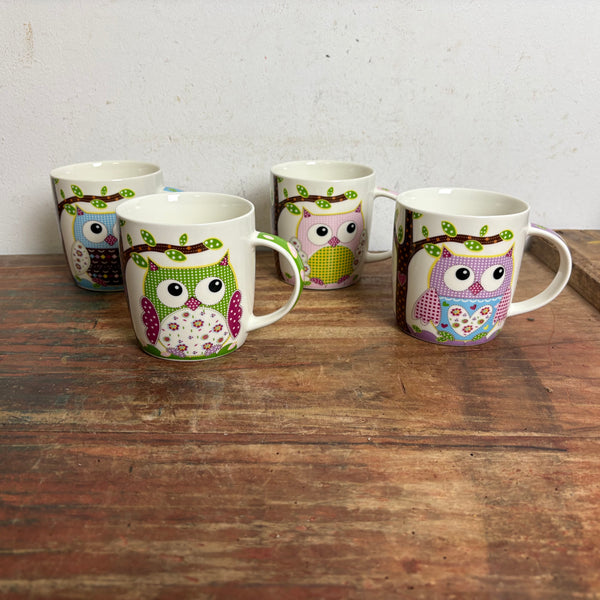 4er Set Kaffeebecher Tassen Eule