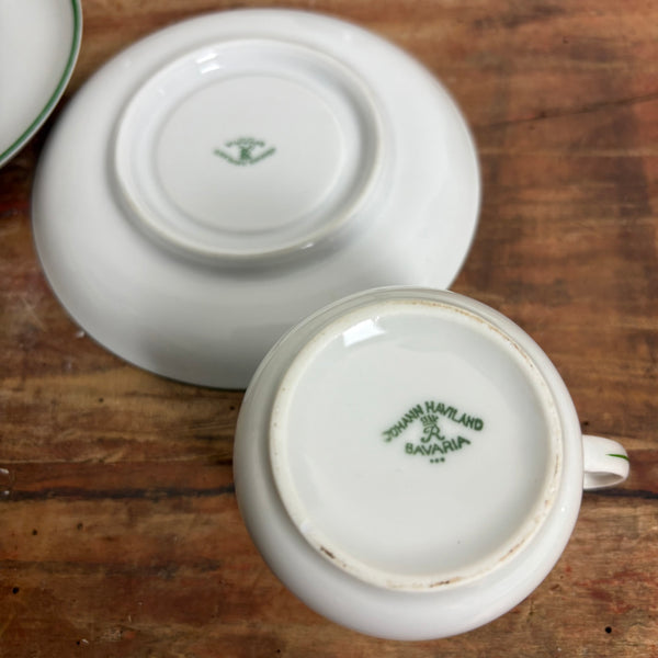 Vintage 4er Set Tassen mit Untertassen für Schildkrötensuppe