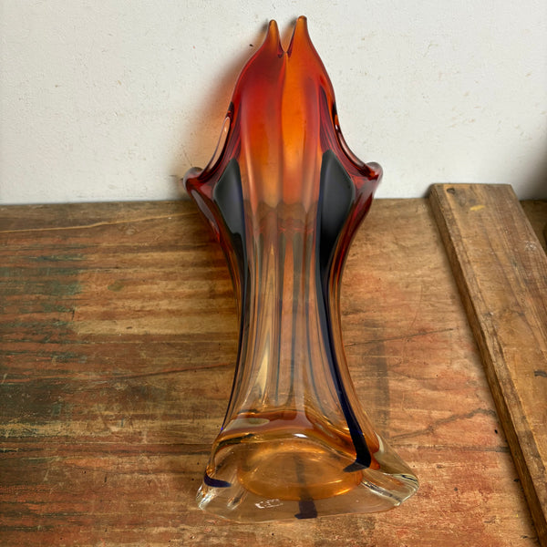Vintage große Glas Vase aus Murano