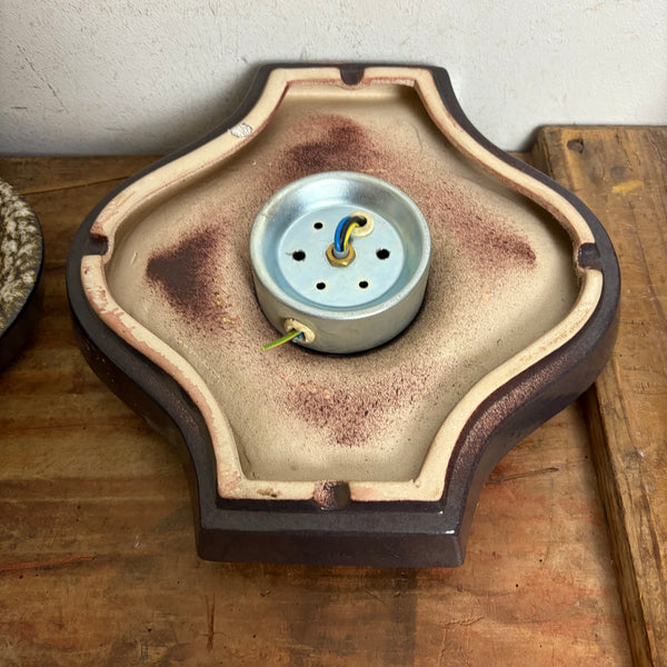 Vintage 2er Set Fat Lava Keramik Wand Lampen