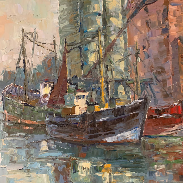 Ölgemälde Der Speicher von Heiligenhafen von Klaus Heckert