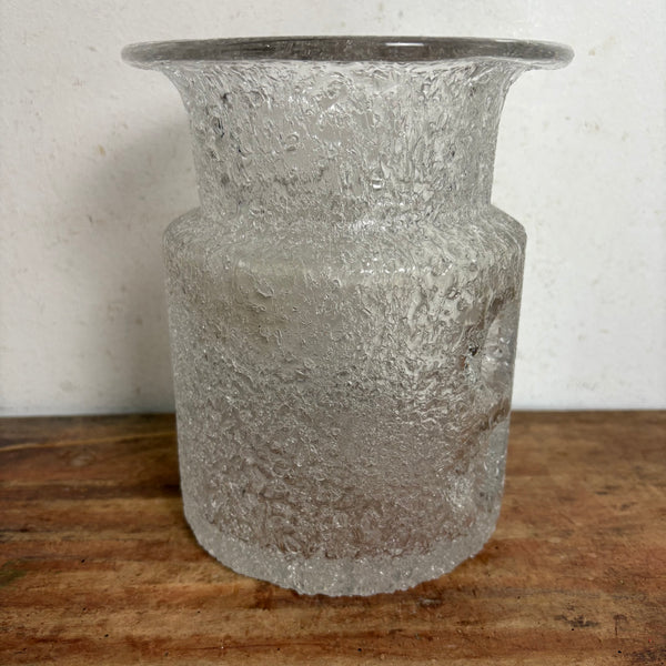 Vintage brutalistische Ice Glas Vase von Jan Gabrhel