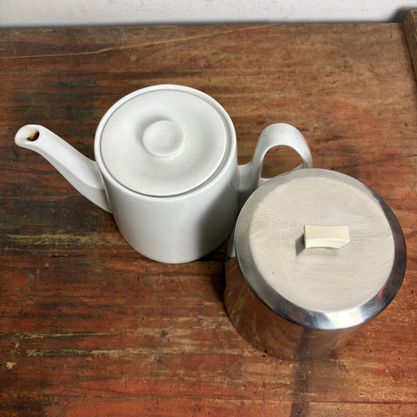 Art Deco Porzellan Teekanne von Bauscher Weiden mit Thermohaube von WMF
