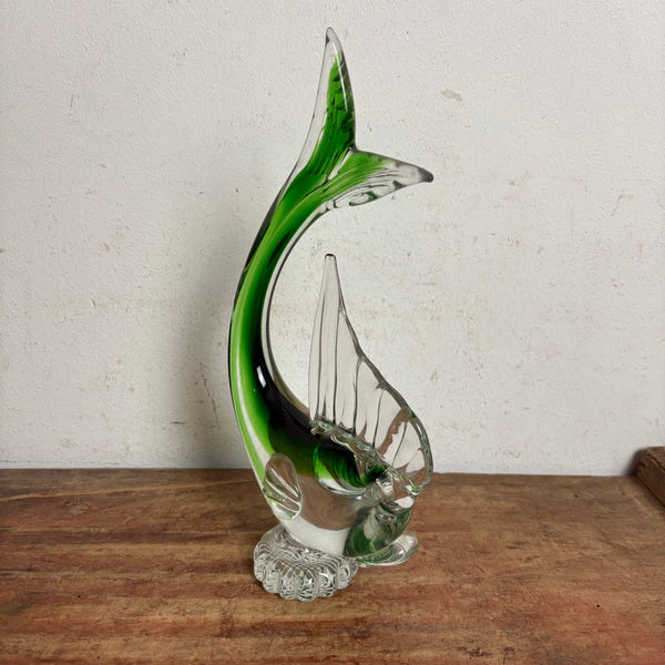 Vintage Murano Skulptur Fisch grün