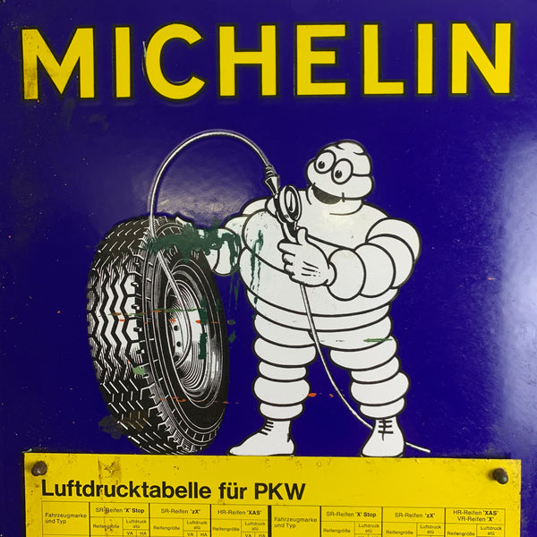 Emaille Schild Michelin Reifendruck Tabelle PKW