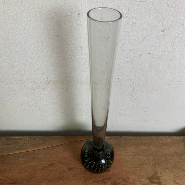 Orchideenvase Solifleurvase Stangenvase Kugelfuß mit Bubbles grau