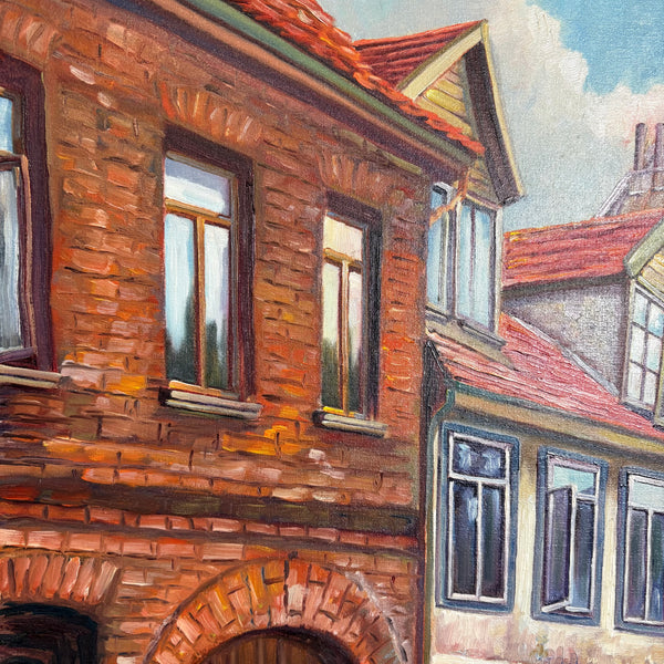 Ölgemälde Charlottenstraße in Linden Hannover von Heinz Lessentin