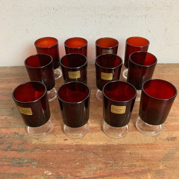 12 Luminarc Gläser in rubinrot