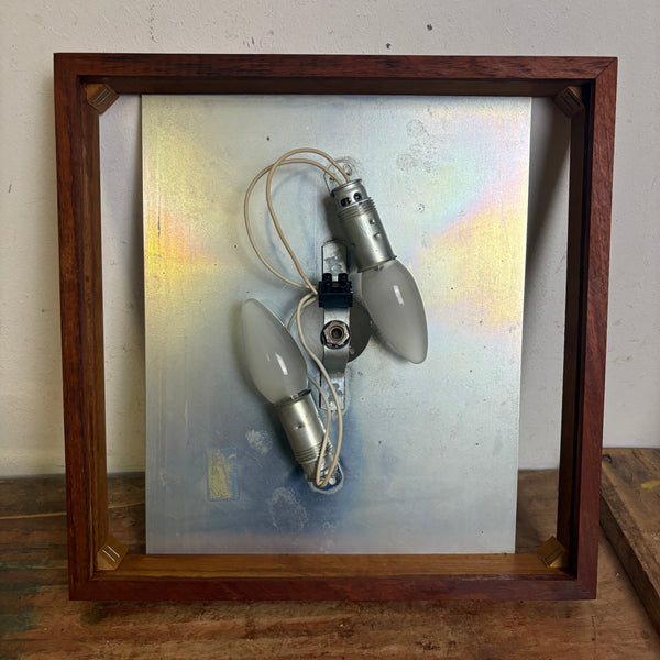 Vintage quadratische Deckenlampe mit Teakholz