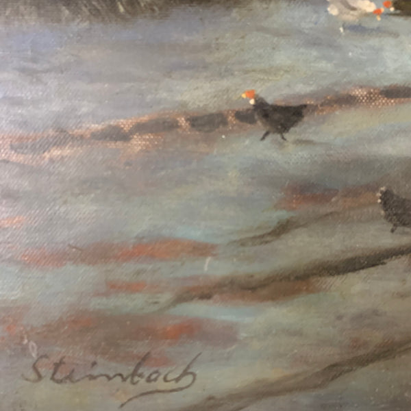 Ölgemälde Winterlandschaft in süddeutscher Kleinstadt von Herbert Steinbach