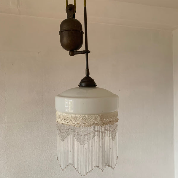 Jugendstil Zuglampe mit Glasschirm