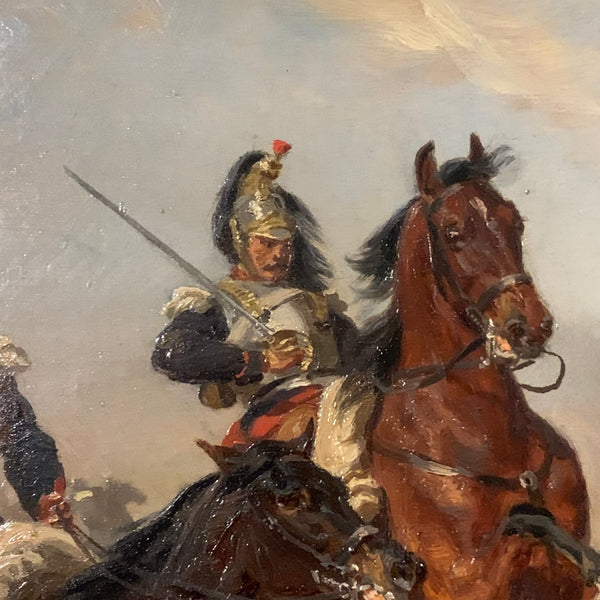Ölgemälde Gefecht aus dem Deutsch - Französischen Krieg von Emil Hünten