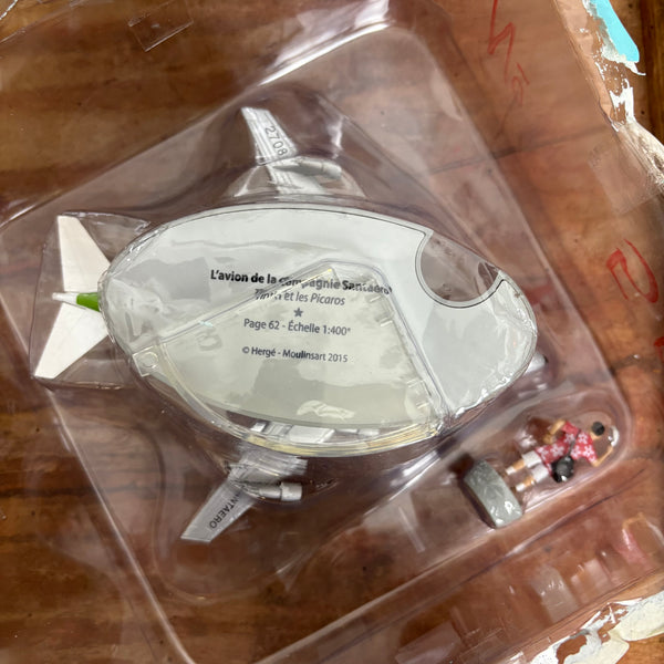 Modell Figur und Buch Tim und Struppi Jumbo Jet Boeing 747 mit Kapitän Haddock aus Tim und die Picaros
