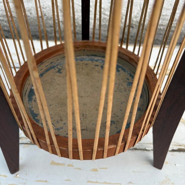 Mid Century Teakholz Bambus Garderobe und Schirmständer