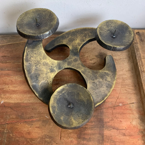 Vintage brutalistischer Design Kerzenständer aus Bronze
