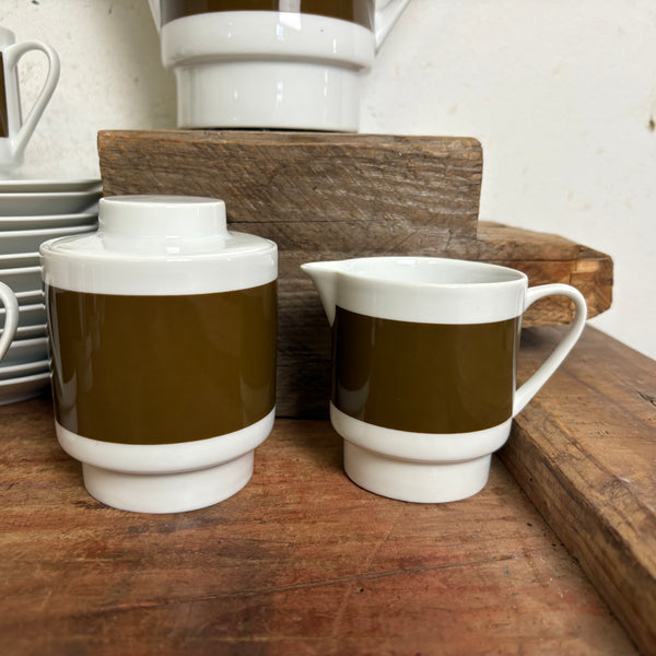 Vintage Kaffeeservice Melitta Hamburg 2025 Braunes Band für 12 Personen