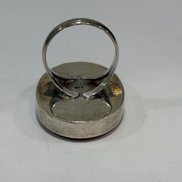 Hochwertiger großer Silber Ring mit Koralle