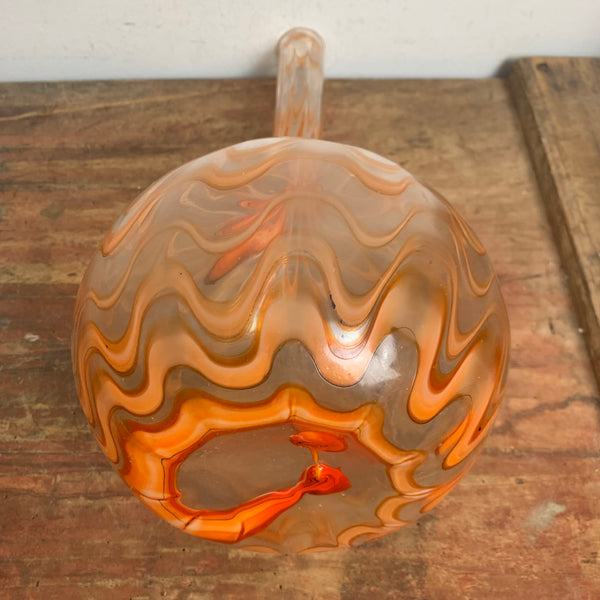 Vintage Mid Century Design Glas Vase mit Fadendekor Murano