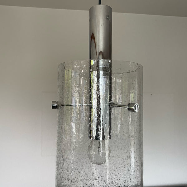 Vintage Design Deckenlampe 2 Glaszylinder von Glashütte Limburg