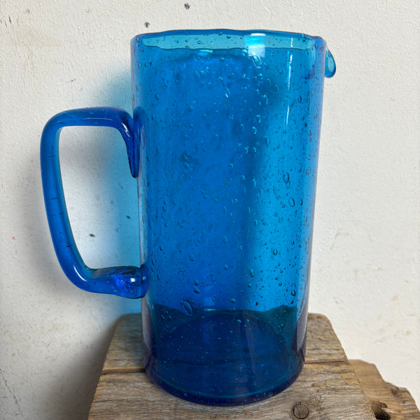 Vintage blauer Bubble Saft Krug 6 Gläser