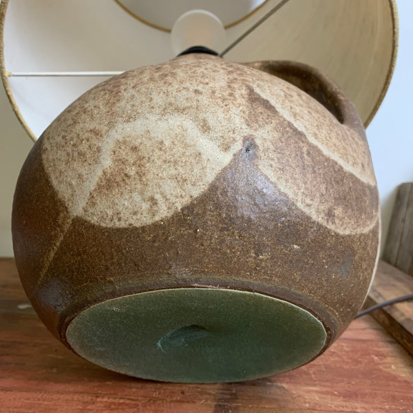 Vintage Keramik Tischlampe 80er Jahre braun